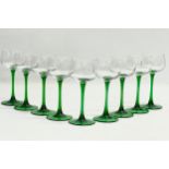 A set of 9 vintage French crystal wine glasses by Luminarc. 16.5cm