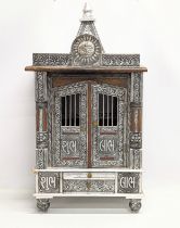 A wooden Puja Mandir Temple cabinet with drawer. 40.5x24x75cm