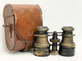 A pair of early 20th century Lawrence & Mayo ‘The Lynx’ binoculars in case.