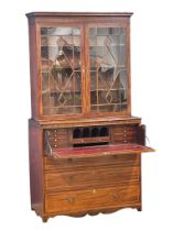 A George III inlaid mahogany secretaire bookcase. Circa 1800. 114x54x218cm