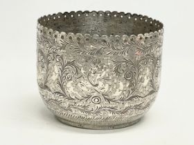 A late 19th century Indian silver jardiniere. 611 grams. 16x12.5cm