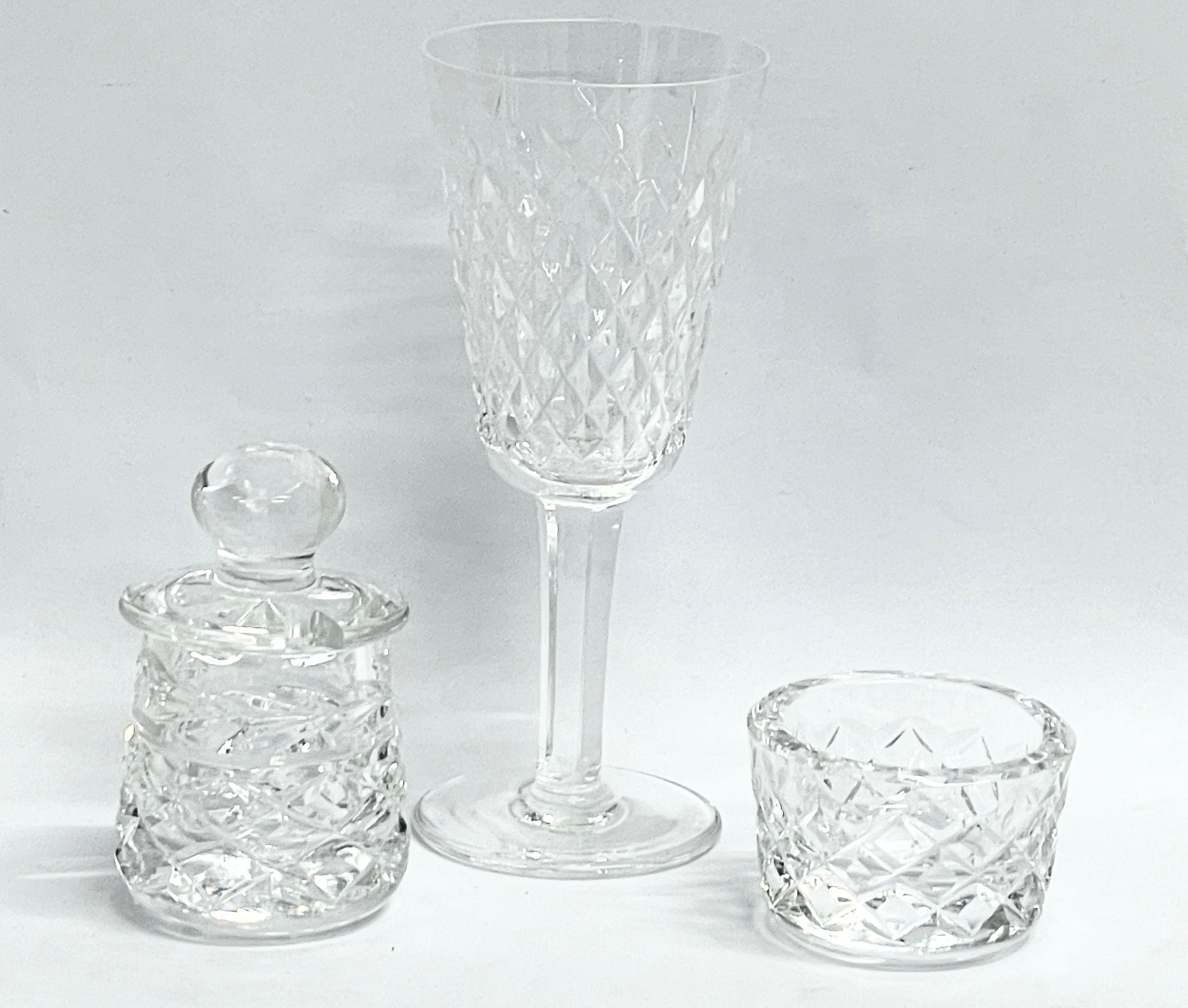 3 pieces of Waterford. A Waterford Crystal ‘Alana’ glass, a Waterford salt pot etc.