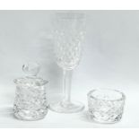 3 pieces of Waterford. A Waterford Crystal ‘Alana’ glass, a Waterford salt pot etc.