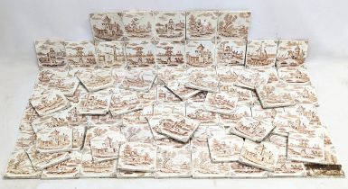 A large quantity of 19th century Dutch tiles, (82 pieces). 12x12cm