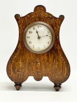 A late 19th century French inlaid rosewood mantle clock. 20x10x28cm