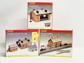3 new Hornby OO Gauge Scale Models in boxes. A Hornby Country Station. A Hornby TrakMat