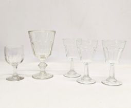 A collection of vintage French 19th century style drinking glasses. Largest measures 18cm
