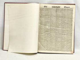 Large 1843 The London Times original bound newspapers. October-December. 46x61cm