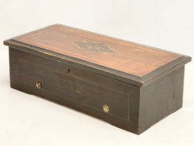 A Victorian inlaid rosewood music box. 42x20x12.5cm