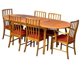 A McIntosh Mid Century teak extending dining table and 6 chairs. Open 205x98x76cm. Closed