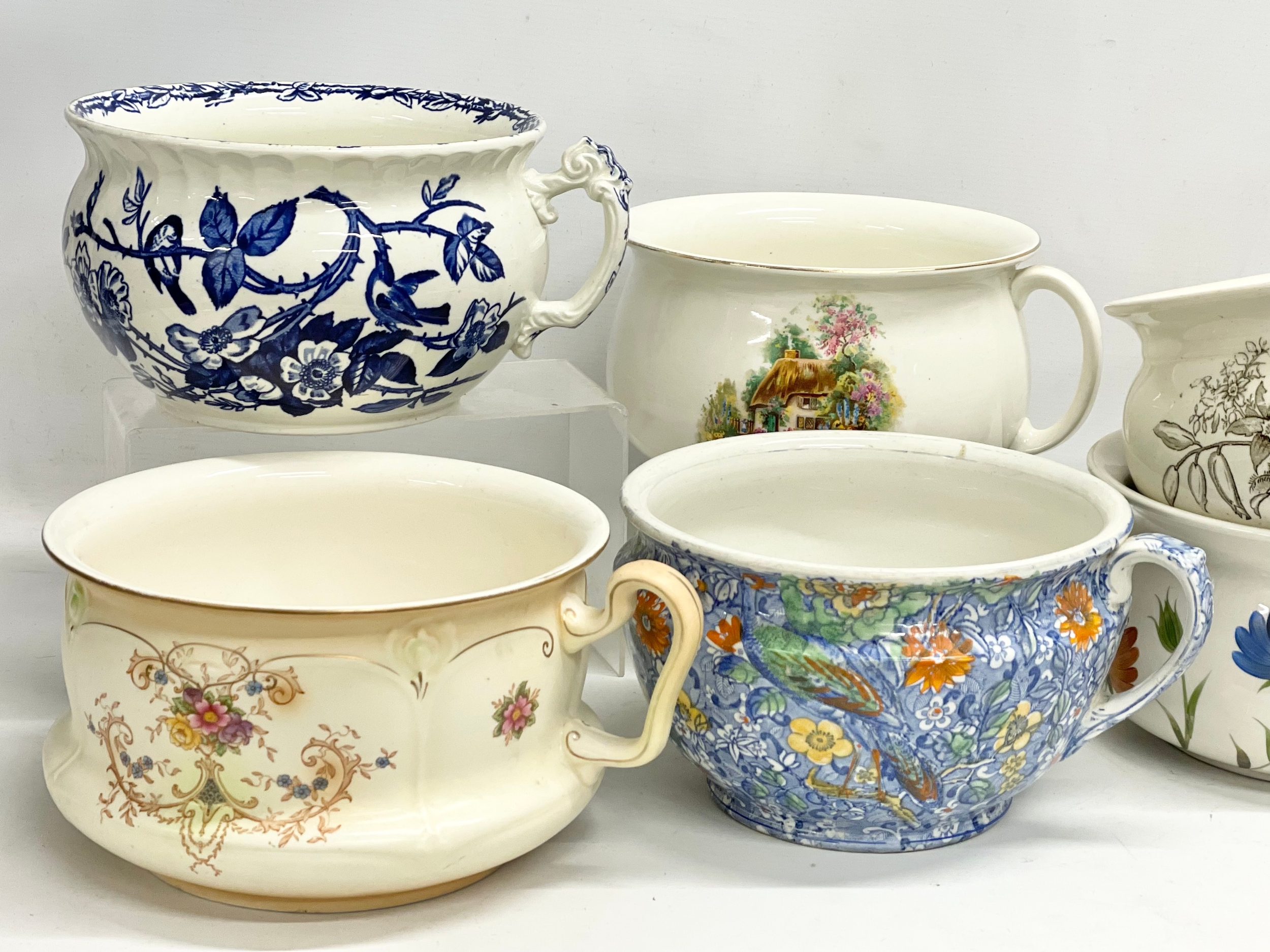 6 Victorian and early 20th century chamber pots. British Anchor Pottery, Crown Ducal ‘Louis’ etc. - Image 8 of 8