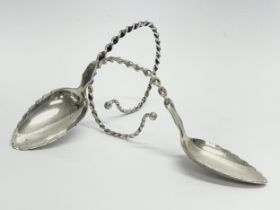 A pair of ornate Norwegian silver spoons. 30 grams.