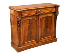 A Victorian mahogany side cabinet with drawer. 115x45x97.5cm