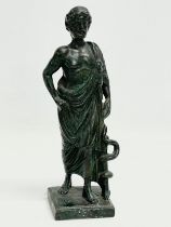 A bronze figure of Asclepius, the god of medicine. 22cm.