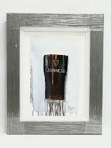 An oil painting on canvas by Boylan. Pint of Guinness. New frame. 29x40.5cm. Frame 45x57cm