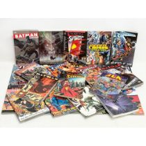 A collection of DC graphic novels.