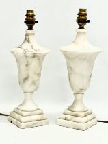 A pair of vintage marble table lamps. 37cm