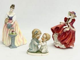 3 porcelain figurines. A Royal Doulton ‘Top O’ The Hill’ A Royal Doulton ‘Alexandra’ and a Goebel ‘