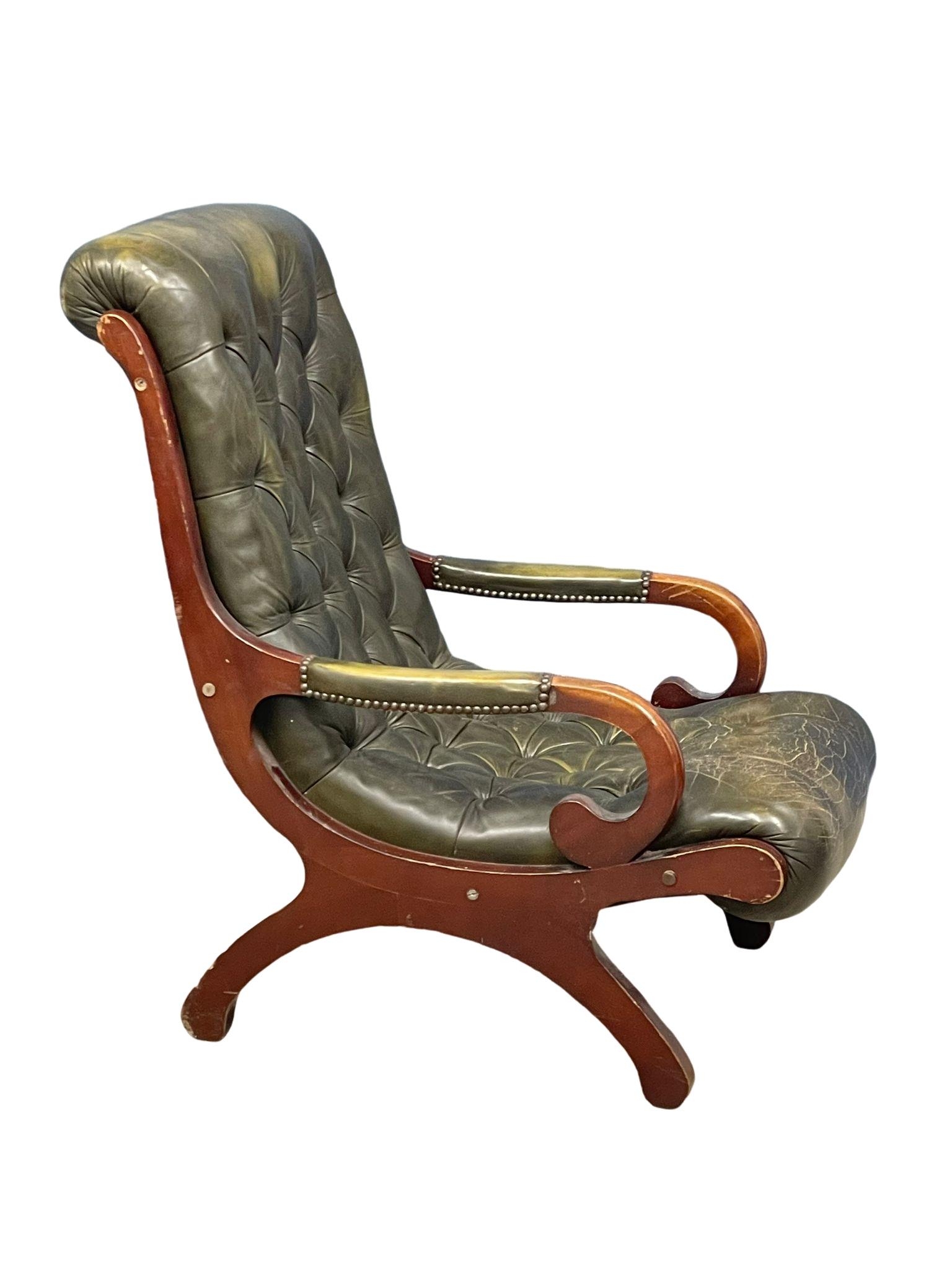 A Regency style deep button leather armchair. - Image 3 of 3