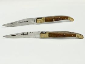 2 French pocket knives by Laguiole Bougna. 21cm