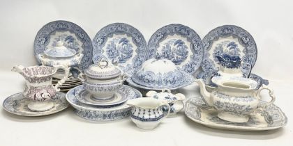 A collection of Georgian and Victorian blue and white dinner ware. Robert Cochran & Co ‘Syria’
