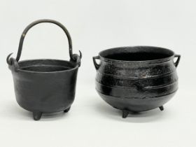 2 vintage cast iron garden pots. 28x26x18cm