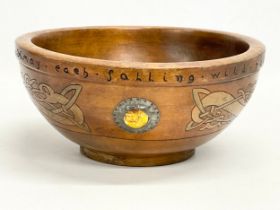 An early 20th century Irish Arts & Crafts wooden bowl. Possibly by E.K. McDermott of Belfast.