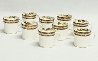 A set of 9 early 20th century Japanese Satsuma hand painted porcelain coffee cups. 6.5x5x4.5cm