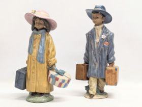 2 Lladro porcelain figurines, 'Ready To Go' 2388, and 'Time To Go,' 2389. 30cm
