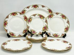 A collection of Royal Albert ‘Old Country Roses’ dinner ware. 6 dinner plates 26cm. 6 salad plates
