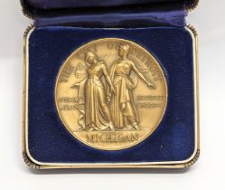 A vintage bronze medal, "The Spirit of Detroit" presented by Mayor J. P. Cavanagh (Mayor from 1962