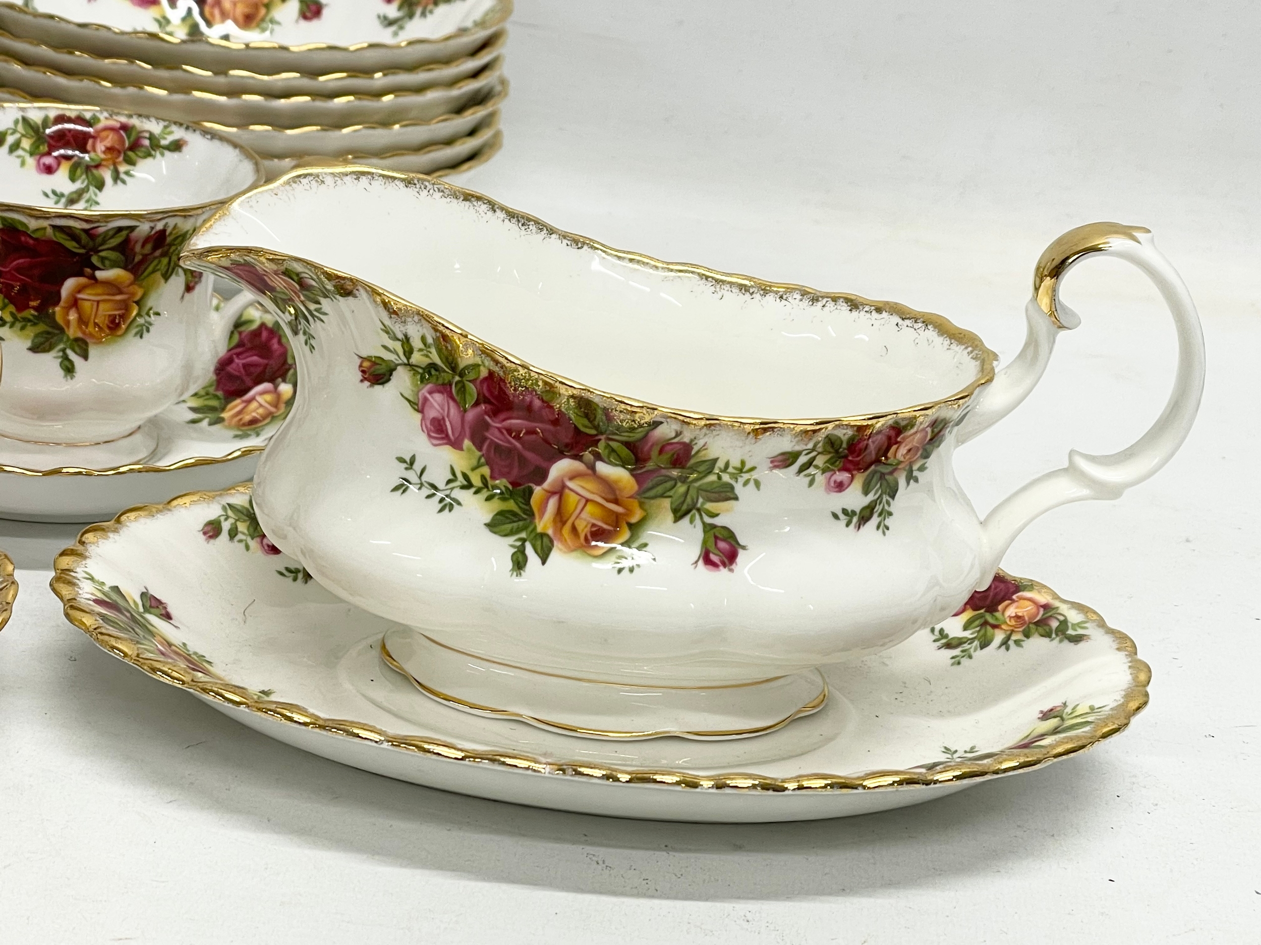 33 pieces of Royal Albert ‘Old Country Roses’ cake plate, 6 soup bowls, gravy boat and saucer. - Image 2 of 6