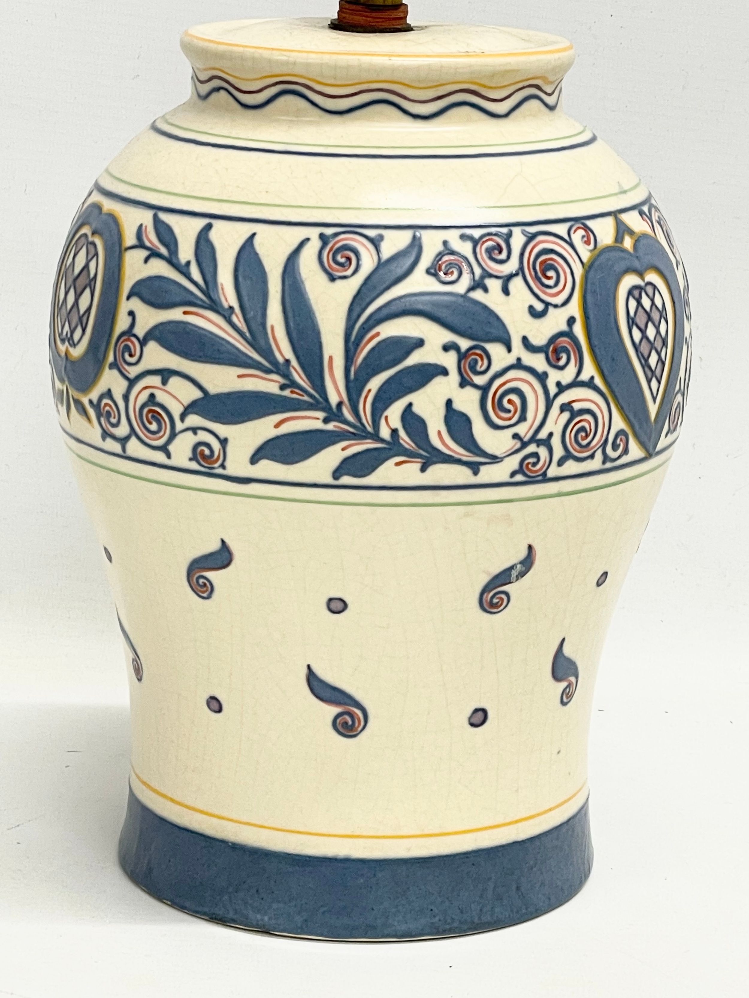 A large vintage Charlotte Rhead pottery table lamp. 695. 17x32cm - Image 5 of 5