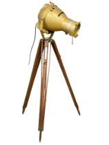 A vintage floor lamp with ‘Major’ stage light on tripod stand.