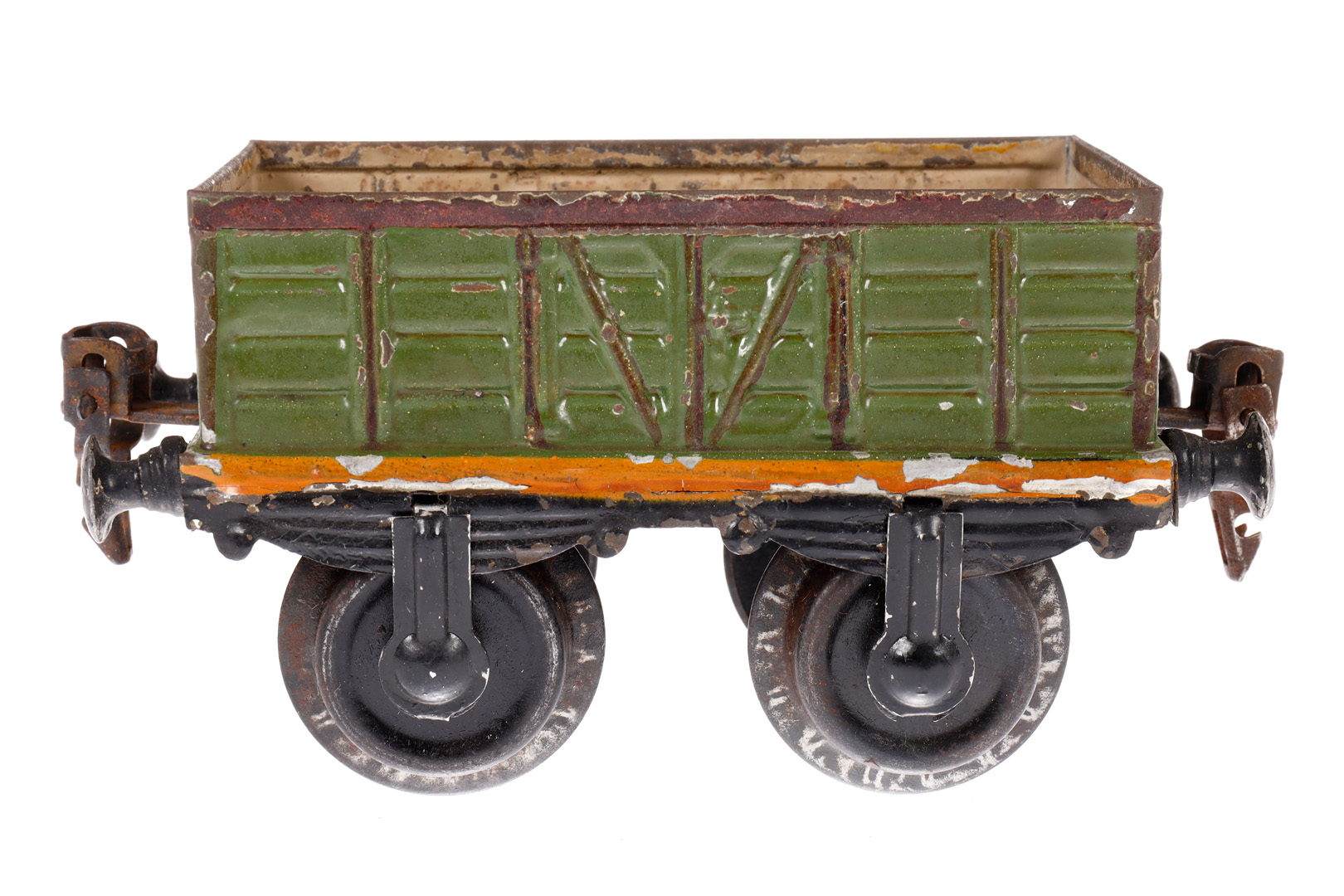 Märklin offener Güterwagen 1816, Spur 1, uralt, HL, Achslagerblenden ersetzt, LS tw ausgeb.,