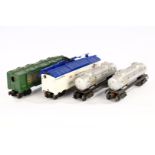 4 Lionel Güterwagen, Spur 0, Kunststoff/Blech, Z 3