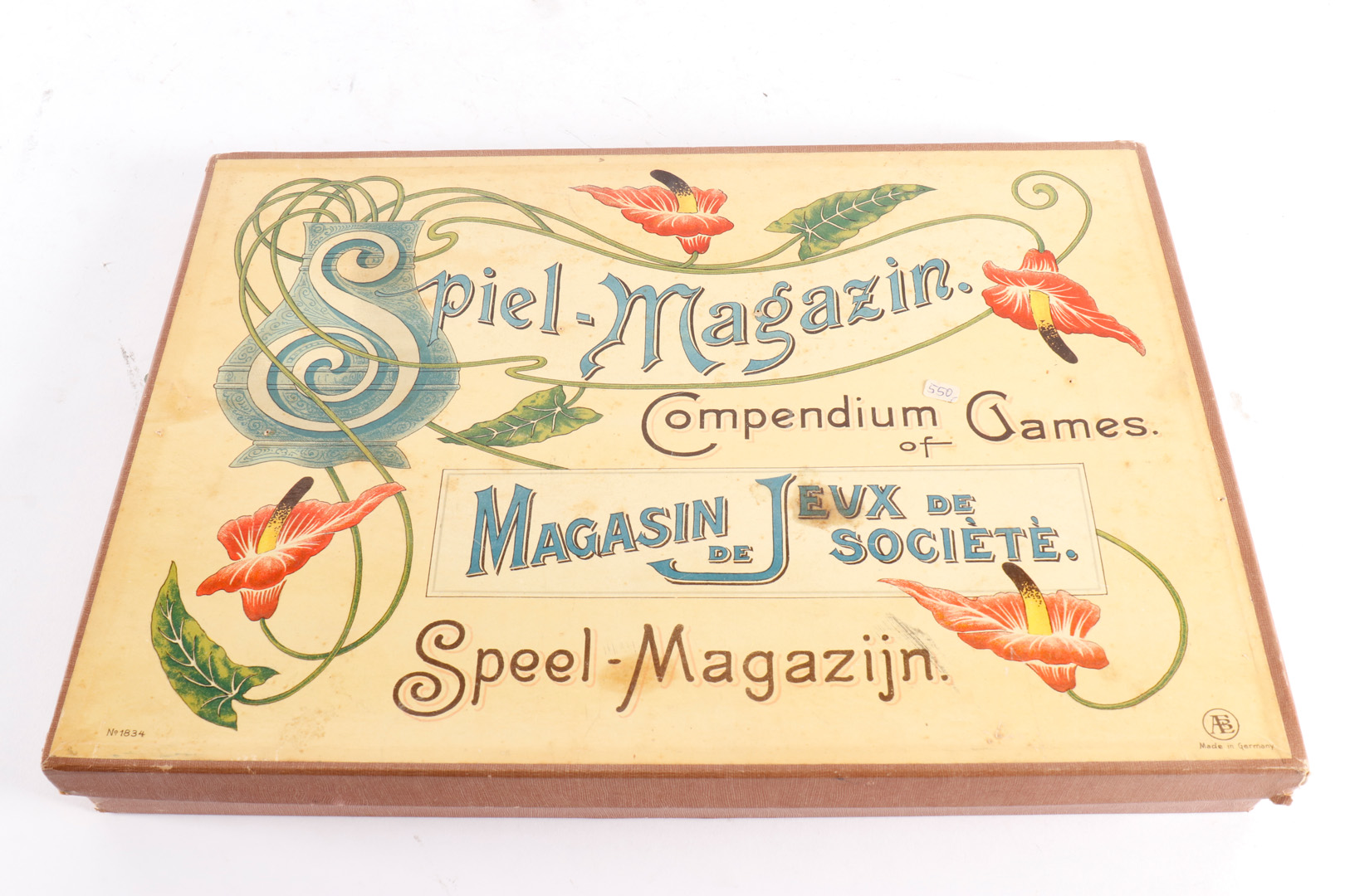 Spiel-Magazin 1834, mit Anleitungen und versch. Zinnfiguren, 1 Sockel fehlt, Alterungsspuren, OK,