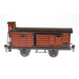 Märklin ged. Güterwagen 1929, Spur 1, HL, mit 2 ST und BRHh, LS und gealterter Lack, L 24, Z 3