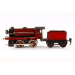 Märklin B-Dampflok 970, Spur 0, rot/schwarz, mit Tender, Uhrwerk NV, LS, Z 4