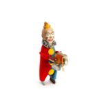 Lima Tanzfigur Clown mit Maus, ähnlich Schuco, Uhrwerk intakt, kurzer Lauf, Gesicht gealtert, H