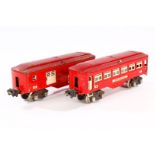 2 Lionel Wagen 601 und 602, Spur 0, rot, LS, L 22,5, Z 3