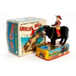 LINEMAR Wild West Rodeo-Automat ”Bubbling Bull”, Japan, batteriebetrieben, L 17, OK mit Alterungs-