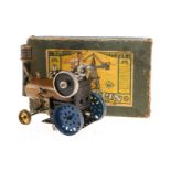 Märklin Verwandlungsmotor 401, Messingkessel, KD 5, als fahrbare Lokomobile, mit Armaturen und