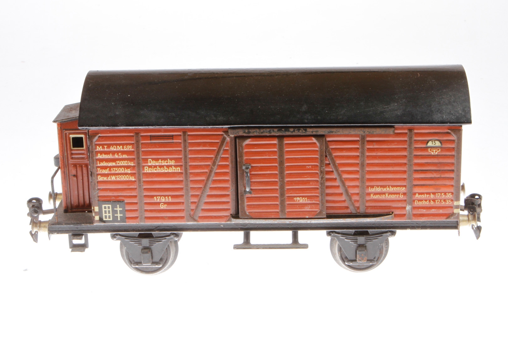 Märklin ged. Güterwagen 1791, Spur 1, CL, mit 2 ST und BRH, Dach rest., 1 Achslagerblende fehlt,