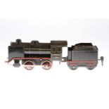 Märklin B-Dampflok 880, Spur 0, Uhrwerk intakt, schwarz, mit Tender, LS und Alterungsspuren, Z 4