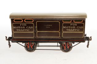 Märklin engl. Autotransportwagen ”603” 1923 LNWR, Spur 1, uralt, HL, Dach fachmännisch rest.,