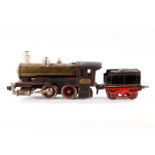 Märklin B-Dampflok, Spur 0, spiritusbetrieben, schwarz, mit Tender, Brenner fehlt, verändert, LS,