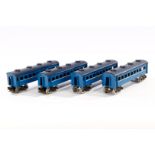 4 Personenwagen, Spur 0, blau, LS, L 20,5, Z 3