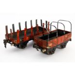 2 Märklin Güterwagen, Spur 0, Alterungs- und Gebrauchsspuren, LS, L 13 und 16,5, Z 3