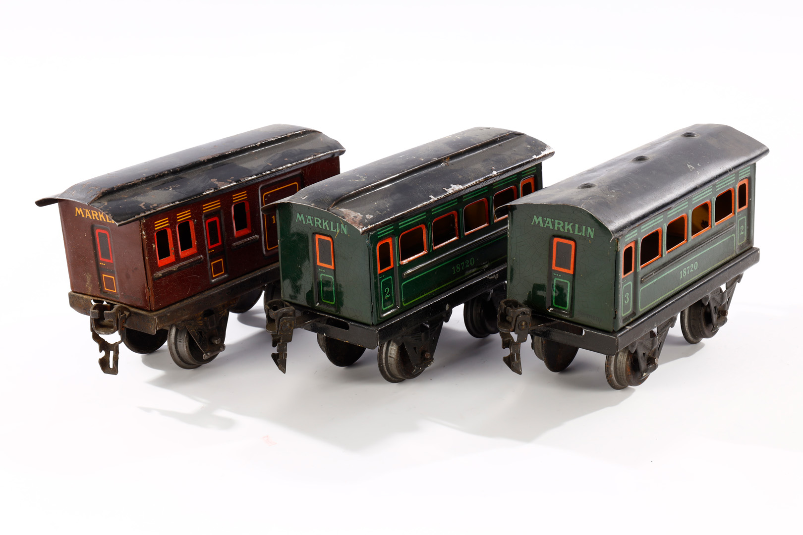 3 Märklin Wagen 1872 und 1873, Spur 0, CL, LS, L 11, Z 4